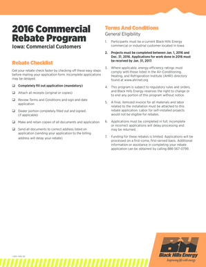Black Hills Energy Iowa Commercial Rebate Application