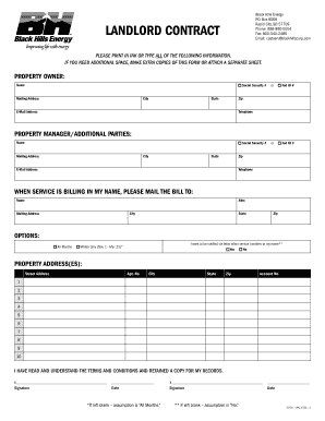 Black Hills Energy Landlord Contract