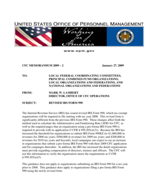 IRS Form 990 Guidance Memorandum