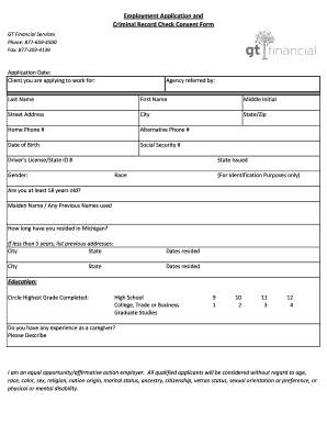 Employment Application and Criminal Record Check Consent Form