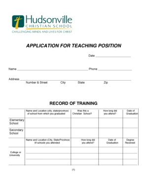Application for Teaching Position