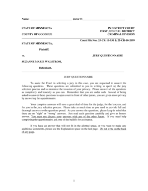 Minnesota Jury Questionnaire