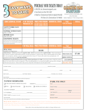 Clementon Park Group Sales Ticket Order Form