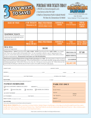 Clementon Park Group Ticket Order Form