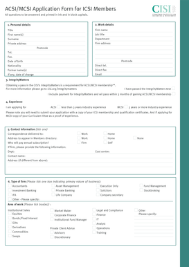 ACSI/MCSI Application Form for ICSI Members
