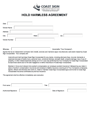 Hold Harmless Agreement