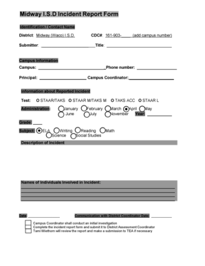 Security incident report sample tagalog - Midway I.S.D Incident Report Form