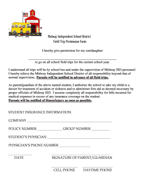 Midway ISD Field Trip Permission Form