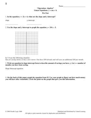 Algebra Pre-Test and Assessment