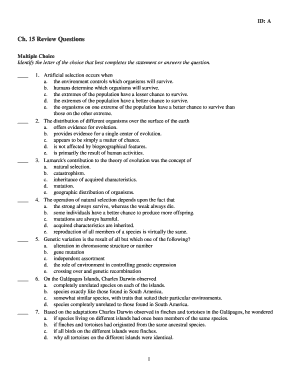 Chapter 15 Evolution Review Questions