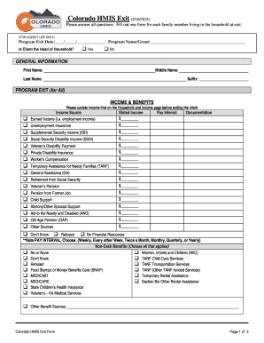 Colorado HMIS Exit Form