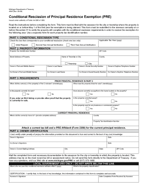 Michigan Conditional Rescission of Principal Residence Exemption Form