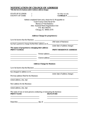 Illinois Business and Residence Address Change Form