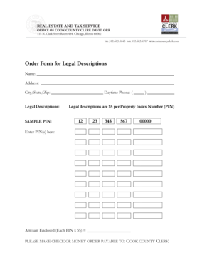 Order Form for Legal Descriptions