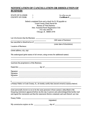 Illinois Business Cancellation Notice