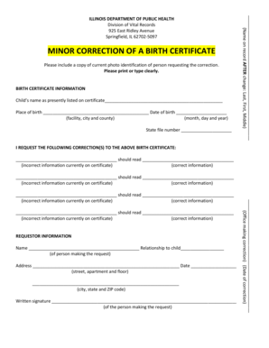 Illinois Birth Certificate Correction Form