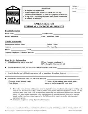 Temporary Food Establishment Application
