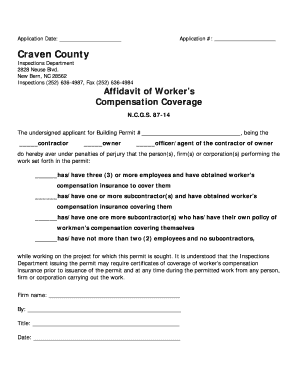Affidavit of Worker’s Compensation Coverage