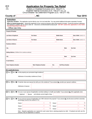 AV-9 Application for Property Tax Relief