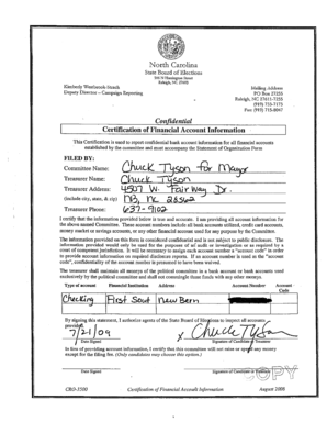 North Carolina Certification of Financial Account Information