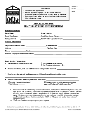 Temporary Food Establishment Application