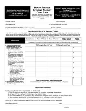 Health and Dependent Care Flexible Spending Account Claim Form