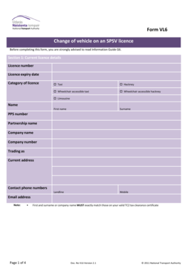 Change of Vehicle on an SPSV Licence