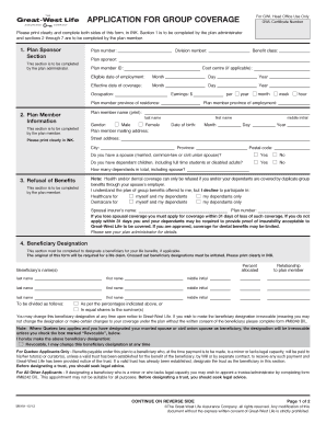 Group Coverage Application Form