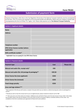 Form TR101 Payment Submission