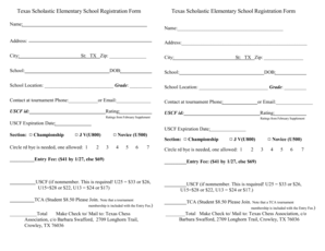 Texas Scholastic Elementary School Registration Form