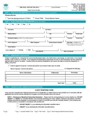 Tax-Free Savings Account Application Form