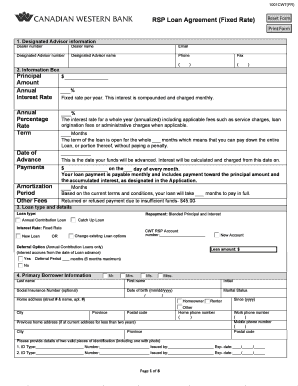 RSP Loan Agreement Fixed Rate