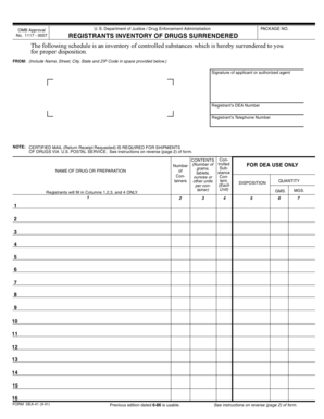 DEA-41 Form for Drug Surrender