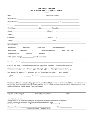 Delaware County Electrical Permit Application