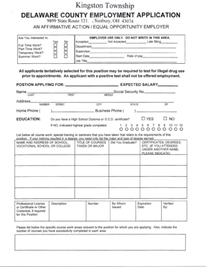 Delaware County Employment Application