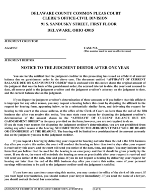 Judgment Debtor Hearing Request Form
