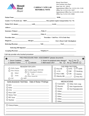 Mount Sinai Heart Cath Lab Referral Form