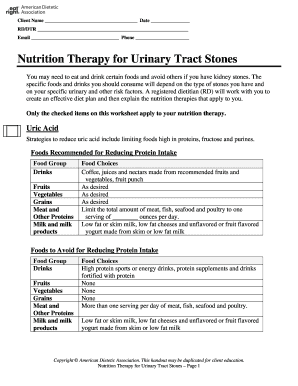 Nutrition Therapy for Urinary Tract Stones