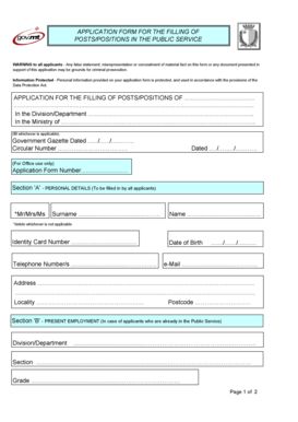 Public Service Job Application Form