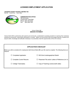 Oregon Teacher Employment Application