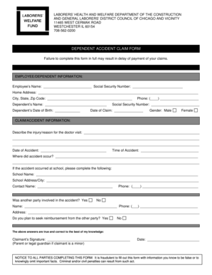 Dependent Accident Claim Form