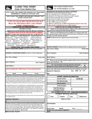 Ontario Classic Trail Permit Order Form