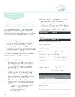 Michigan Home Performance Rebate Application