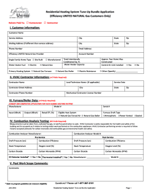 Residential Heating System Tune-Up Bundle Application