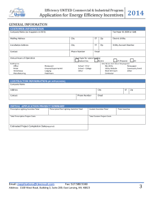Efficiency United Commercial Industrial Energy Incentives Application