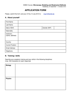 Application form - EMBL European Molecular Biology Laboratory - embl