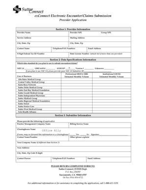 Provider Application for Electronic Encounter/Claims Submission