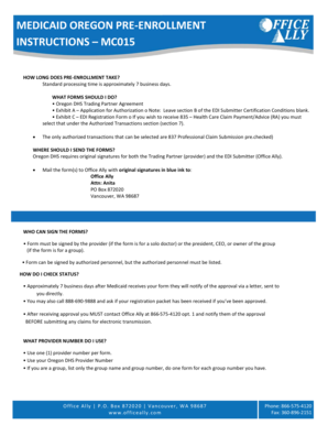 Oregon Medicaid Pre-Enrollment Agreement