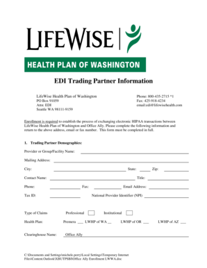 LifeWise Health Plan EDI Enrollment Form