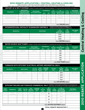Vermont HVAC Equipment Rebate Application